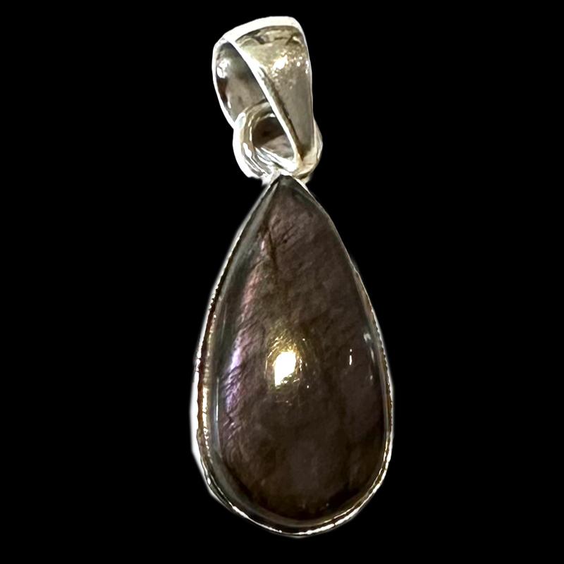 Pendentif labradorite violette Madagascar AAA argent 925 