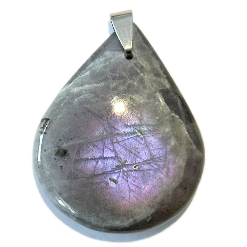 Pendentif labradorite violette Madagascar AA+ goutte 35-45mm