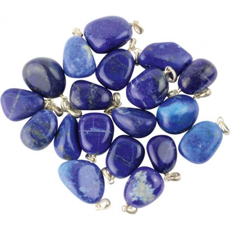 Pendentif lapis lazuli Afghanistan A pierre roulée boucle argent 925