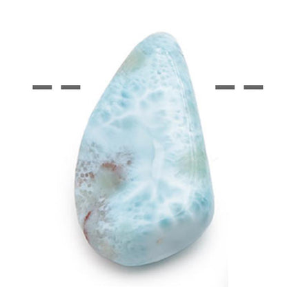 Pendentif larimar République Dominicaine A+ (pierre trouée) + Cordon