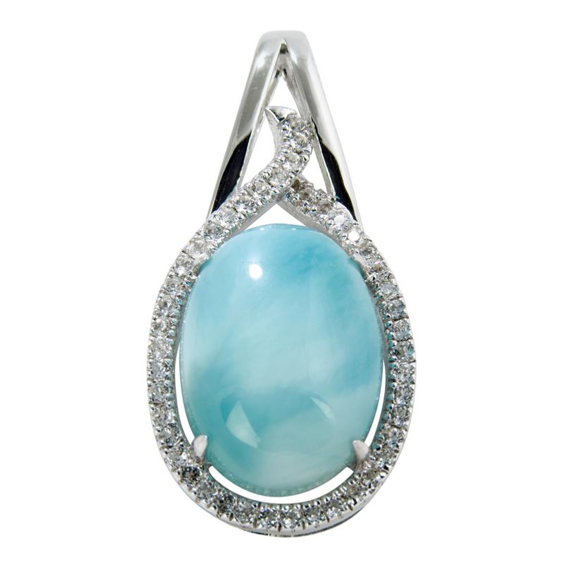 Pendentif larimar et topaze argent 925