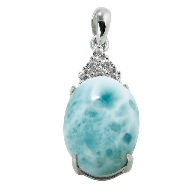 Pendentif larimar et topaze argent 925