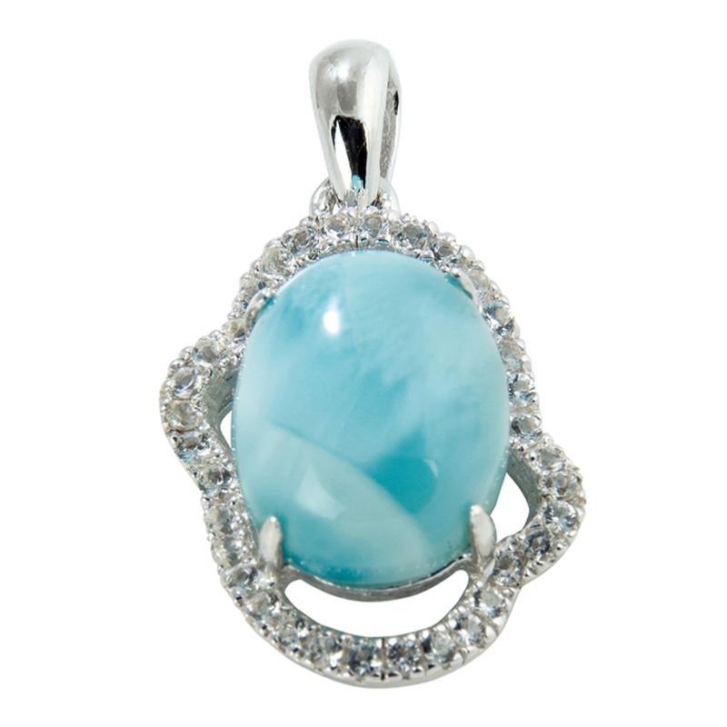 Pendentif larimar et topaze argent 925