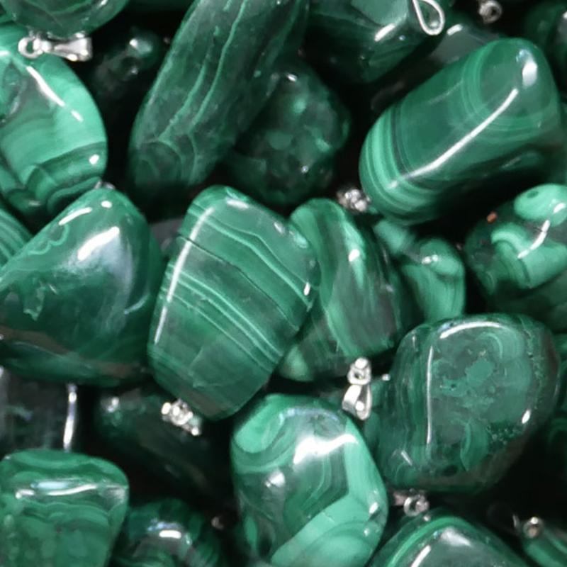 Pendentif malachite Congo AA (pierre roulée)