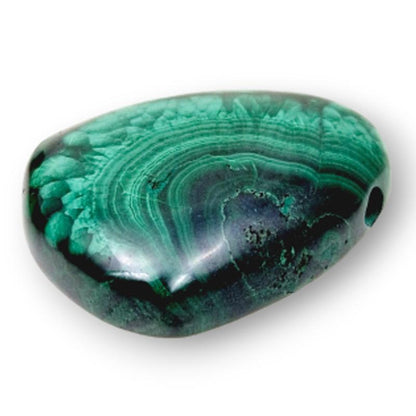 Pendentif malachite Congo AAA (pierre trouée) + cordon en ciur