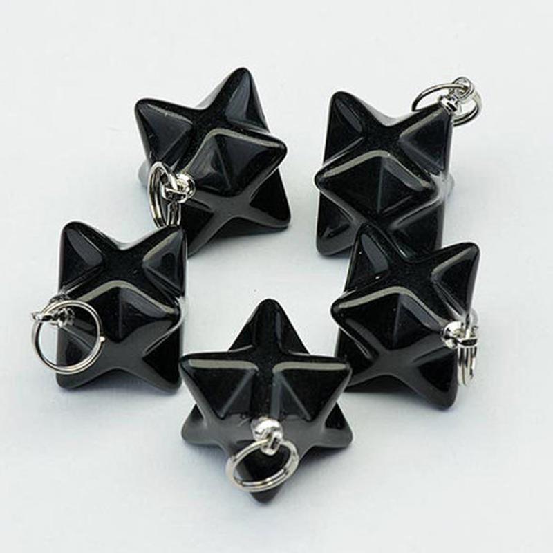 Pendentif Merkaba obsidienne noire