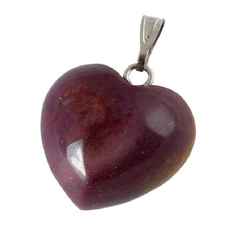 Pendentif coeur jaspe mokaite Australie A acier inoxydable (15mm)