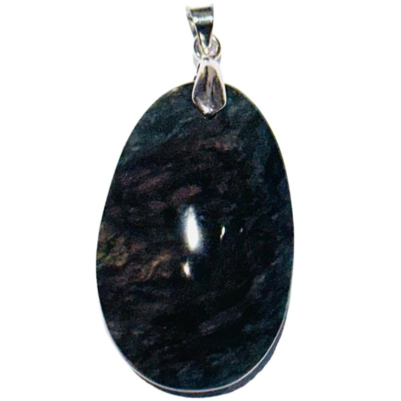 Pendentif obsidienne mentogotchol Mexique AA+ acier inoxydable