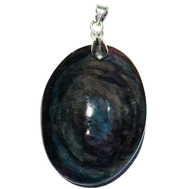 Pendentif obsidienne mentogotchol Mexique AA+ acier inoxydable