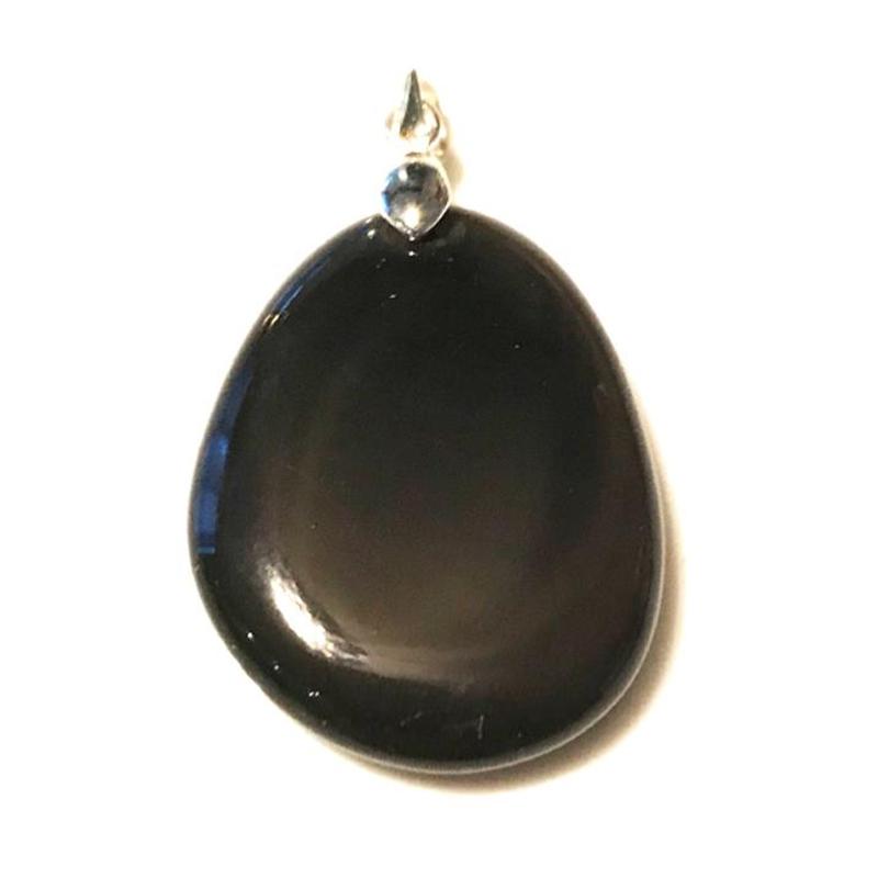 Pendentif obsidienne oeil céleste (pierre plate)