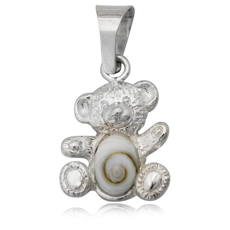 Pendentif Oeil de Sainte Lucie argent 925 (ourson)