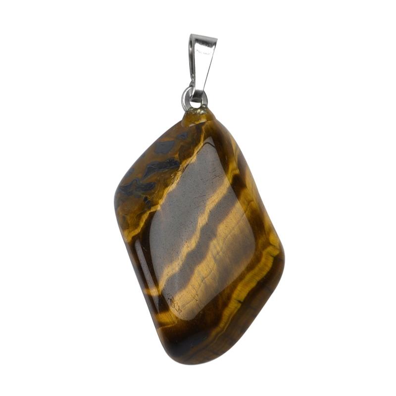 Pendentif oeil de tigre Afrique du Sud A pierre roulée boucle argent 925