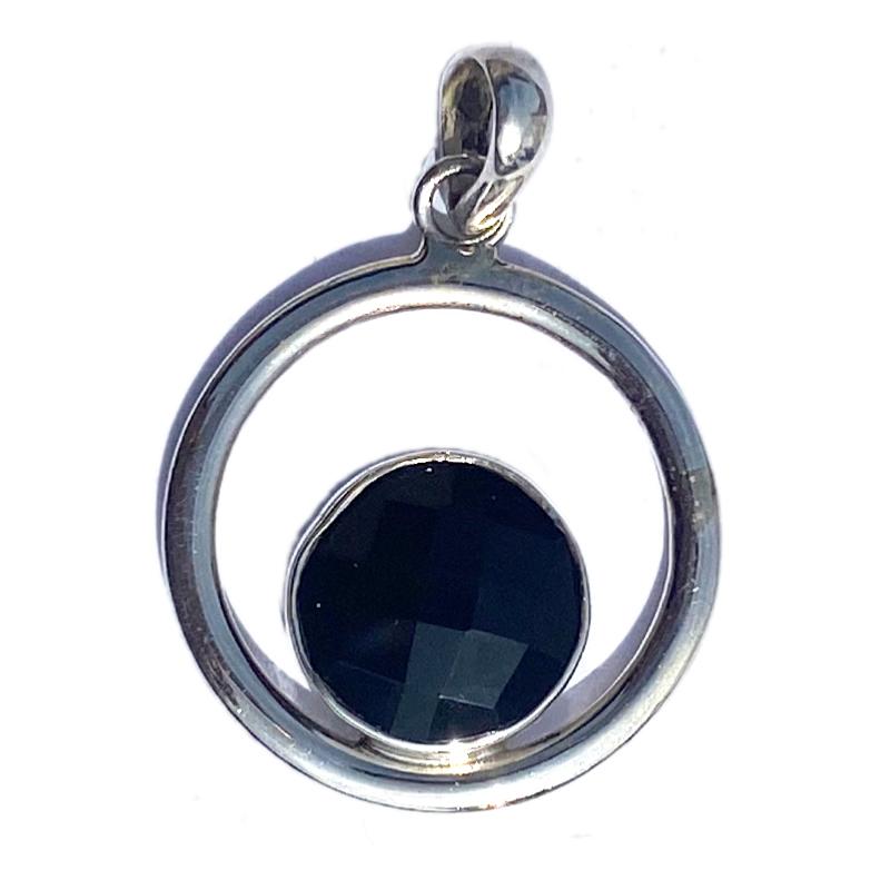 Pendentif onyx noir Brésil AA argent 925