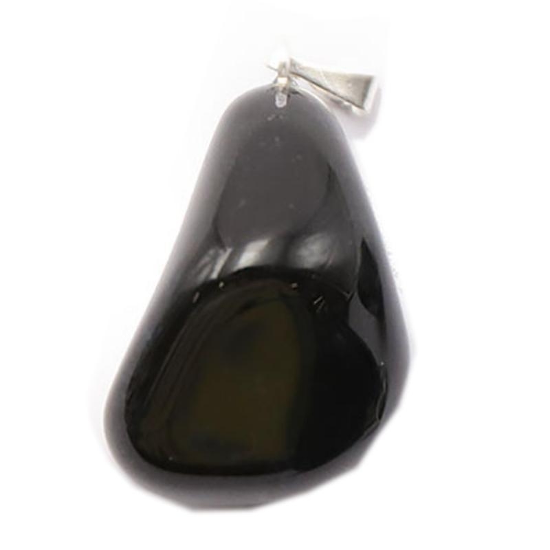 Pendentif onyx noir Brésil A (pierre roulée)