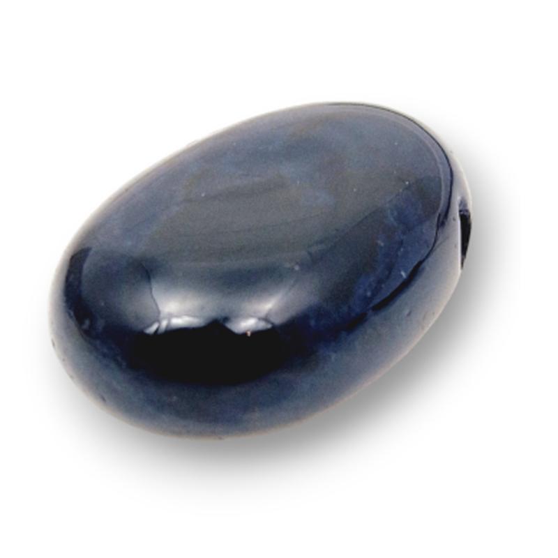 Pendentif onyx noir Inde A  (pierre trouée) + cordon