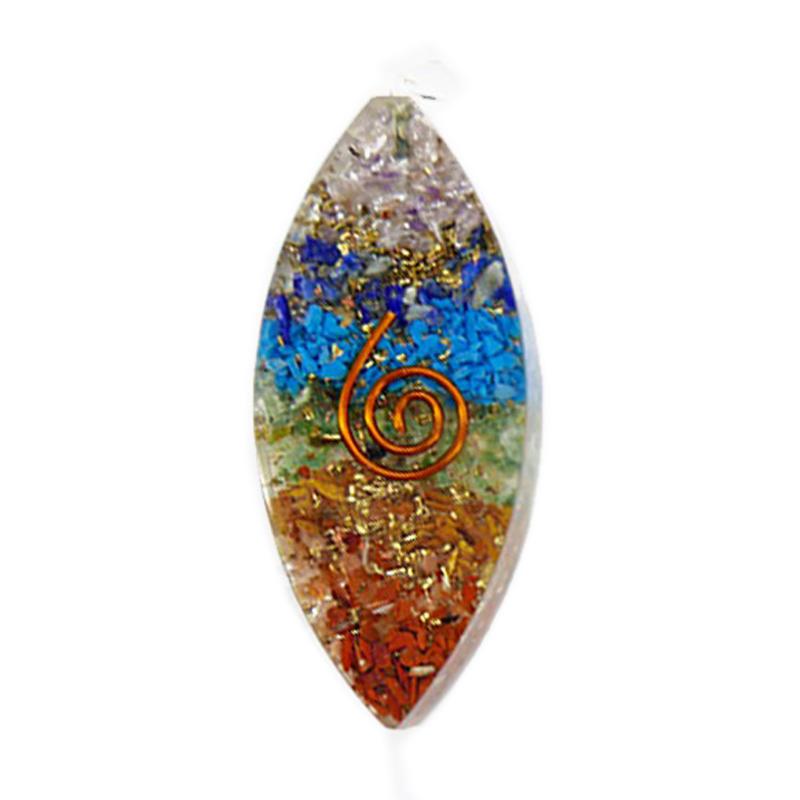 Pendentif chakras orgonite marquise