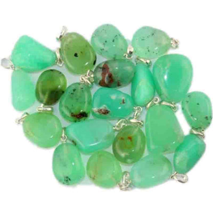 Pendentif chrysoprase Australie A pierre roulée boucle argent 925