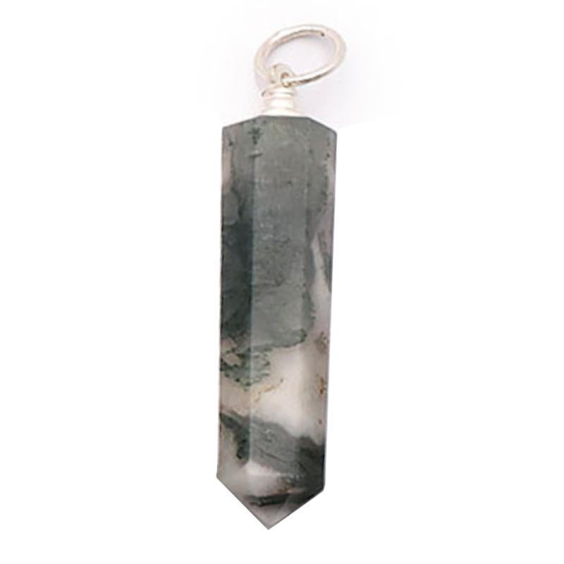 Pendentif pointe agate arbre Brésil A acier inoxydable