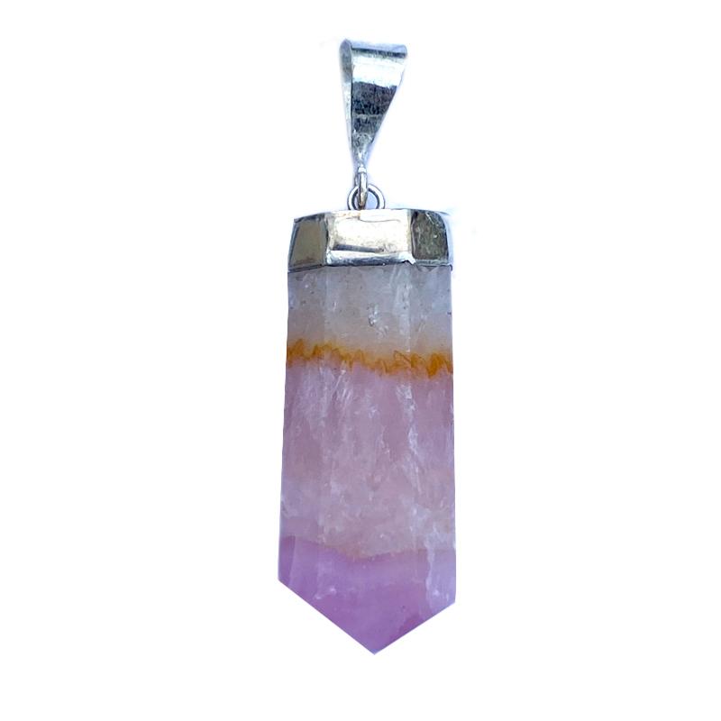 Pendentif pointe aragonite rose Brésil A+ argent 925