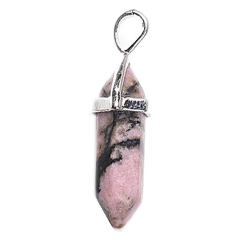 Pendentif biterminée rhodonite Madagascar A acier inoxydable