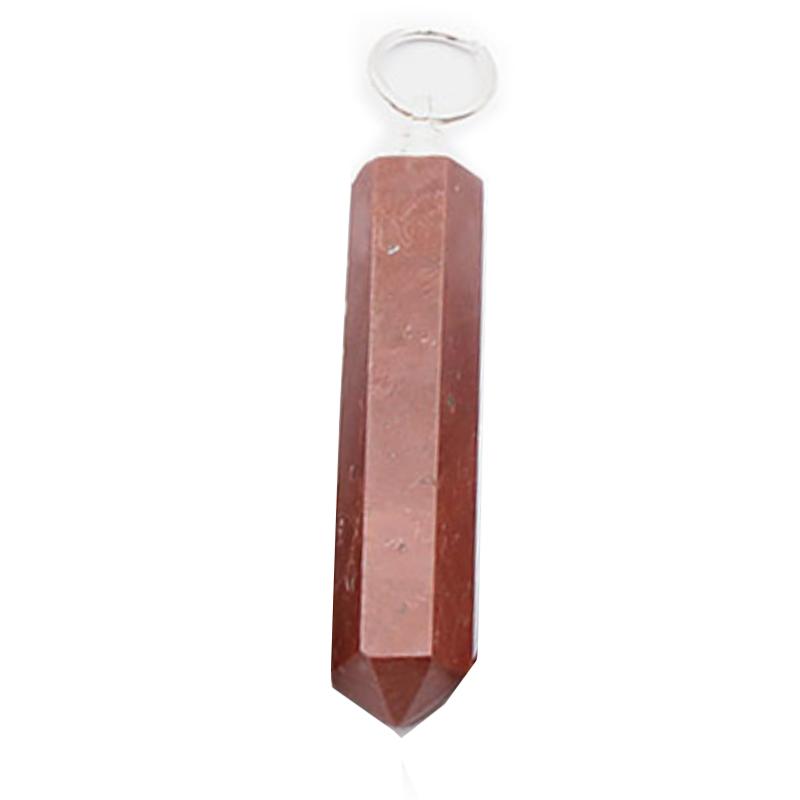 Pendentif pointe jaspe rouge acier inoxydable