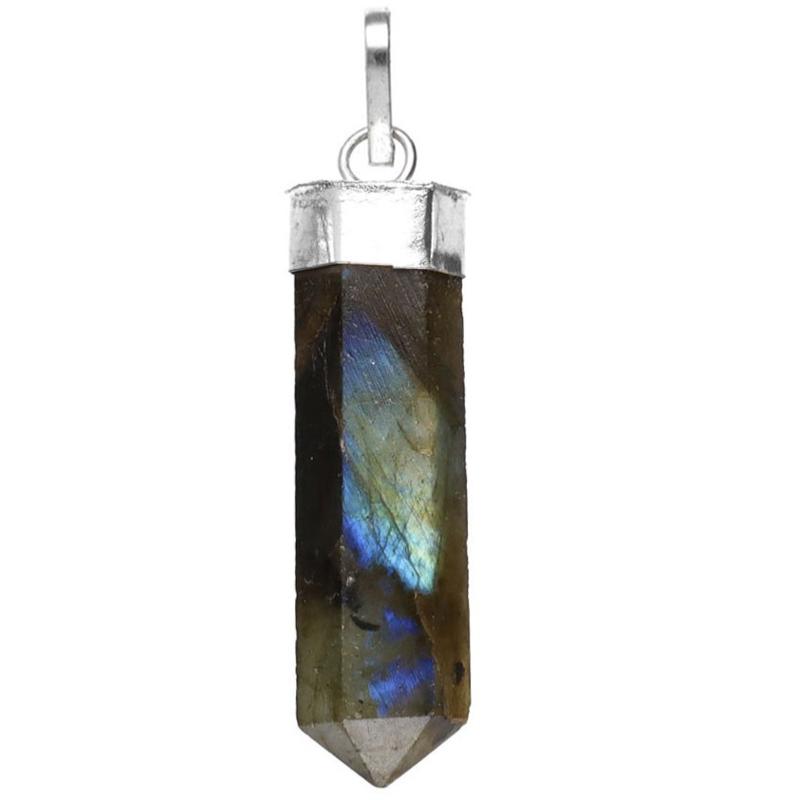 Pendentif pointe labradorite plaqué argent