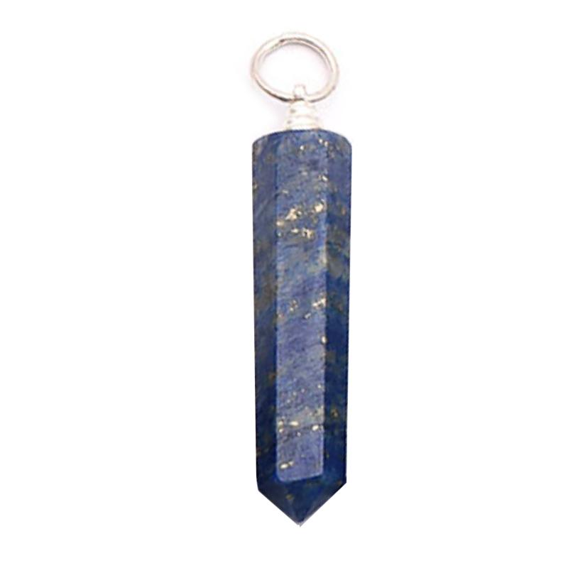 Pendentif pointe lapis lazuli Afghanistan A acier inoxydable