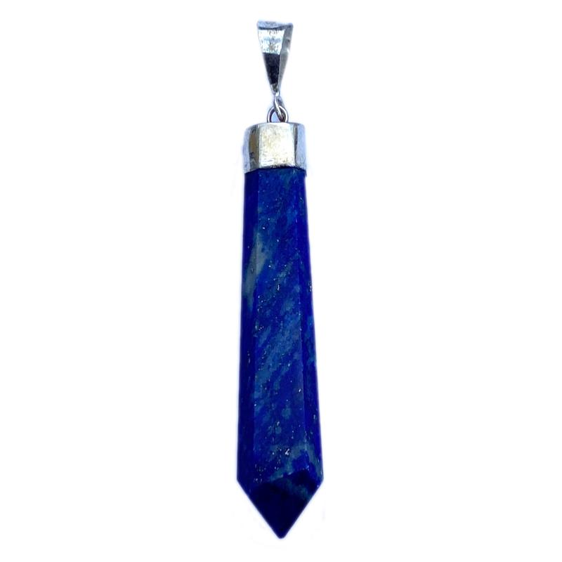 Pendentif pointe biterminée de lapis lazuli argent 925