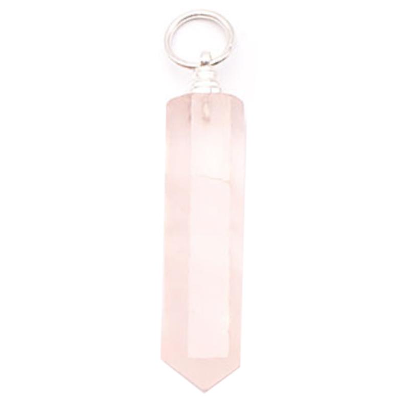 Pendentif pointe quartz rose Brésil A 30-35mm acier inoxydable