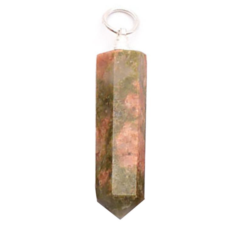 Pendentif pointe unakite Afrique du Sud A acier inoxydable