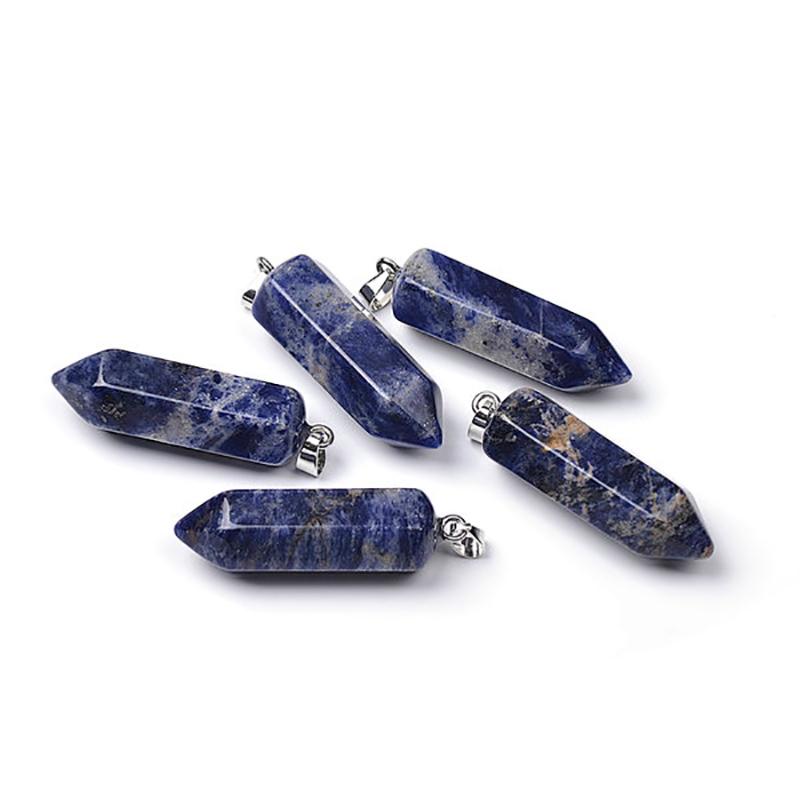 Pendentif prisme sodalite acier inoxydable