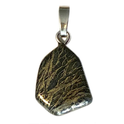 Pendentif pyrite plume Allemagne A boucle argent 925