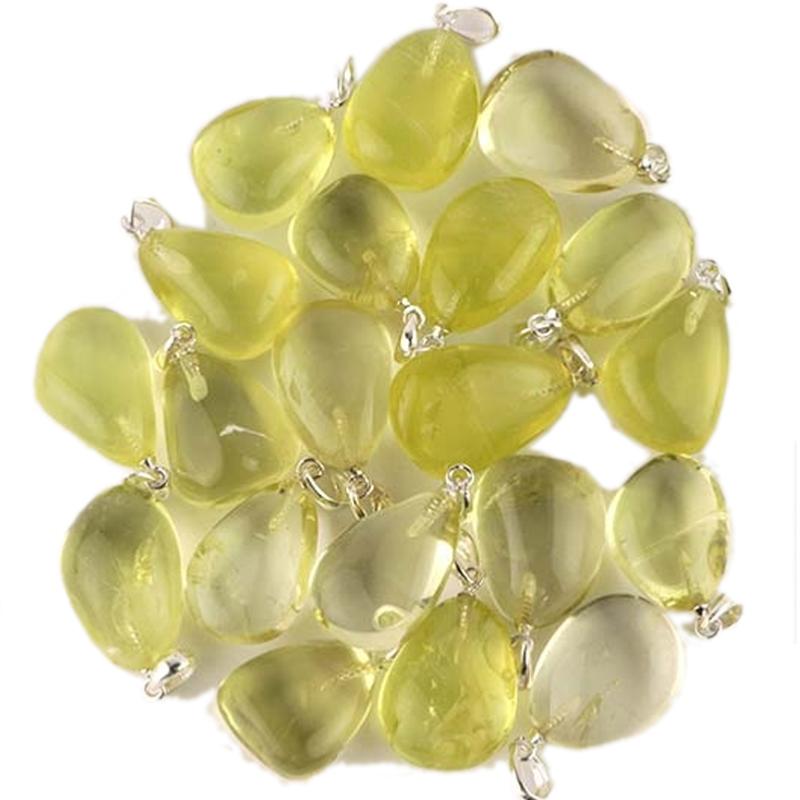 Pendentif quartz citron Brésil A pierre roulée boucle argent 925