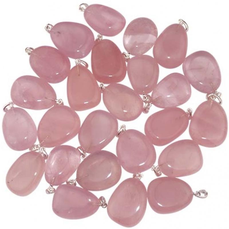 Pendentif quartz rose Brésil A pierre roulée boucle argent 925