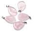 Pendentif quartz rose goutte acier inoxydable