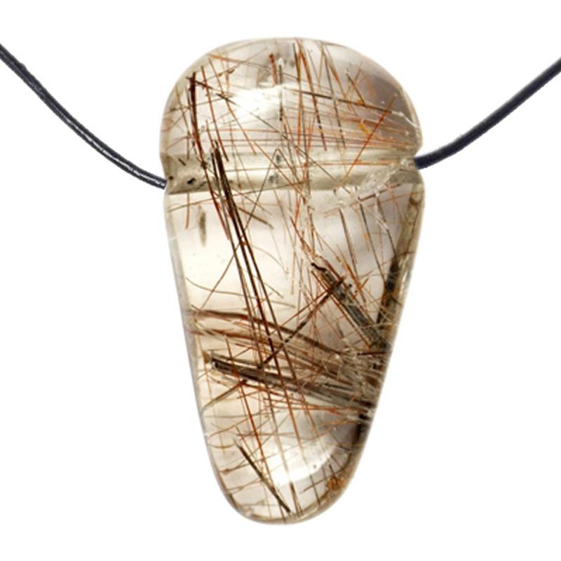 Pendentif quartz rutile Brésil A (pierre trouée) + cordon