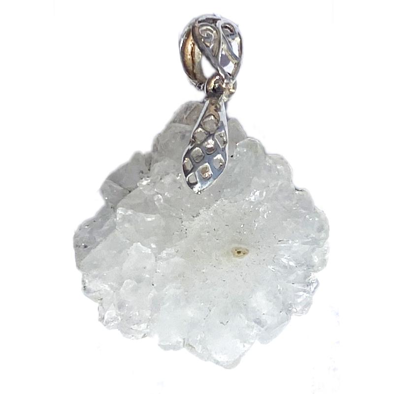 Pendentif quartz solaire Brésil AA pierre percée argent 925