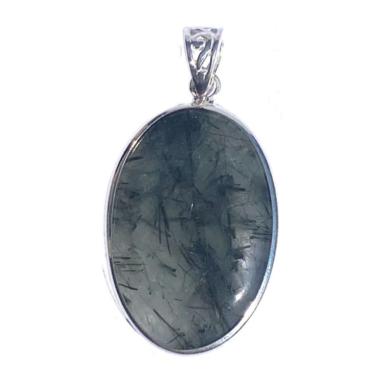 Pendentif quartz tourmaline Brésil AA argent 925