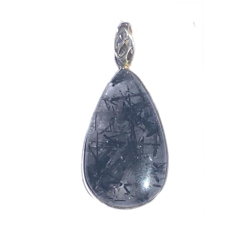 Pendentif quartz tourmaline Brésil AA argent 925