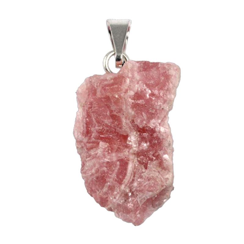 Pendentif rhodochrosite Argentine A acier inoxydable (pierre brute)