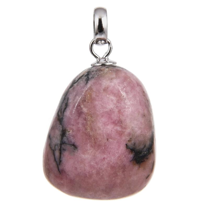 Pendentif rhodonite Madagascar pierre roulée boucle argent 925