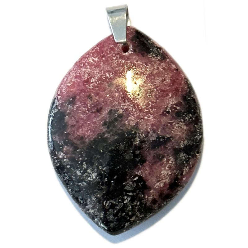 Pendentif rhodonite Madagascar AA+ forme libre 35-45mm