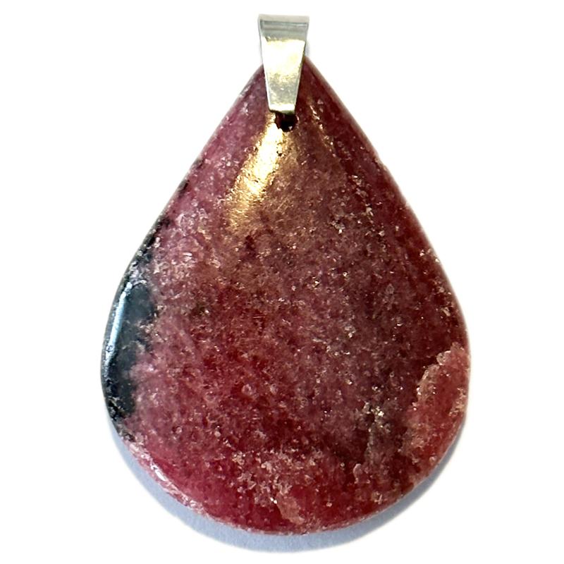 Pendentif rhodonite Madagascar AA+ goutte 35-45mm