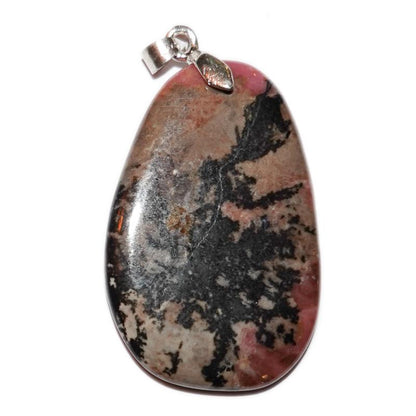 Pendentif rhodonite Madagascar AB (pierre plate)