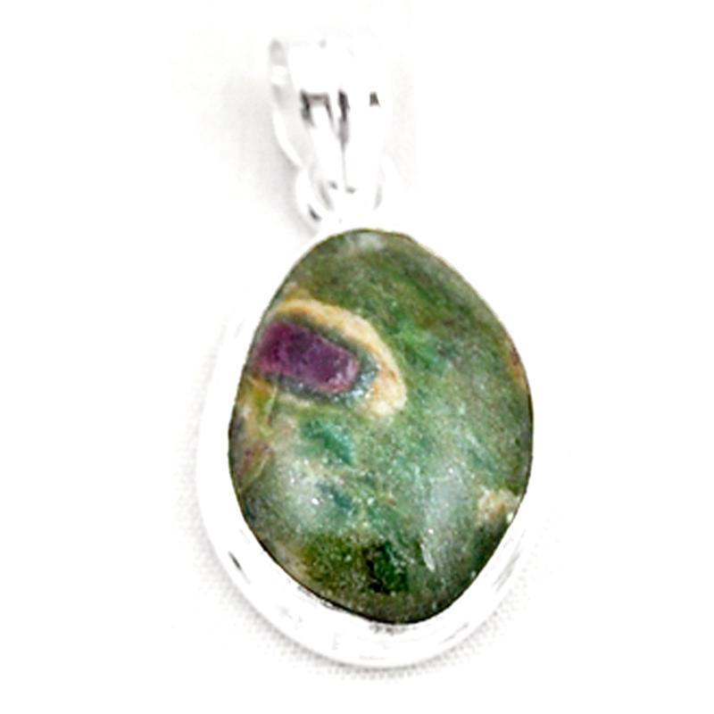 Pendentif rubis sur Zoisite Tanzanie AA argent 925