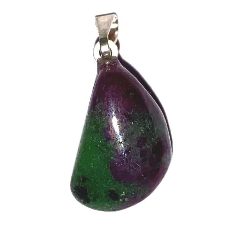 Pendentif rubis sur Zoisite Tanzanie A pierre roulée boucle argent 925