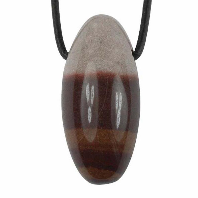 Pendentif Shiva Lingam Inde A (pierre trouée) + cordon