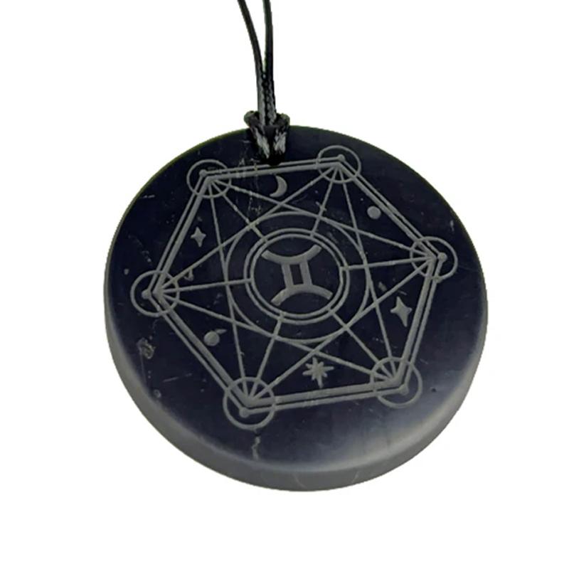 Pendentif shungite signe du zodiaque &quot;Gémeaux&quot;