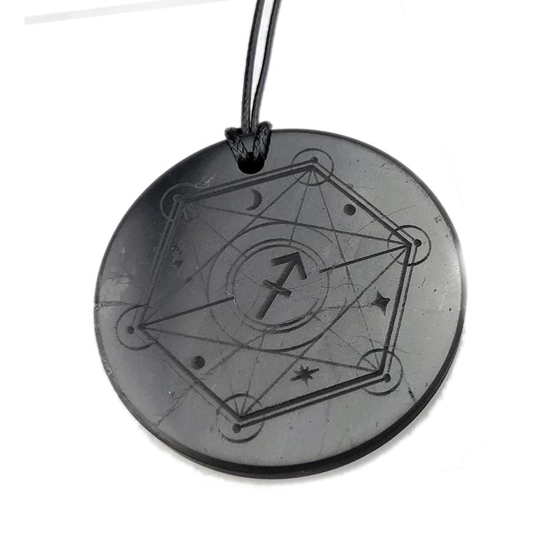 Pendentif shungite signe du zodiaque &quot;Sagittaire&quot;