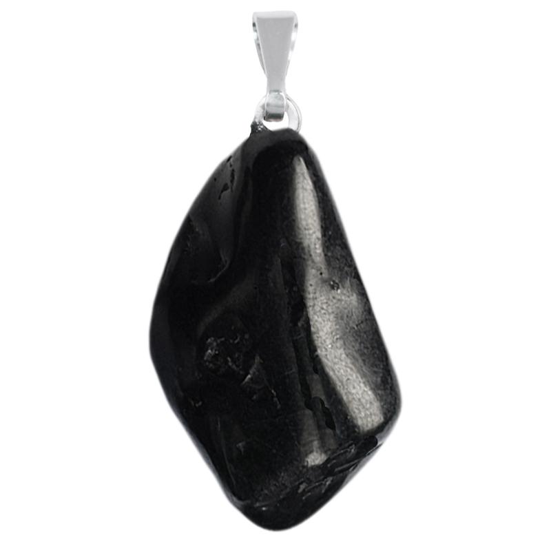 Pendentif shungite Russie A pierre roulée boucle argent 925